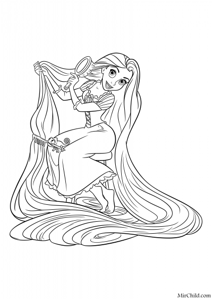 Раскраски про принцесс Рапунцель и Бель