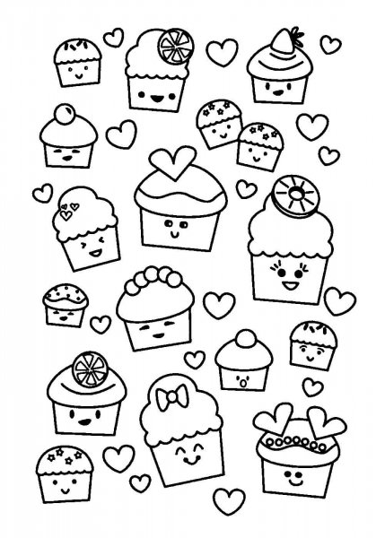 Раскраски милая еда