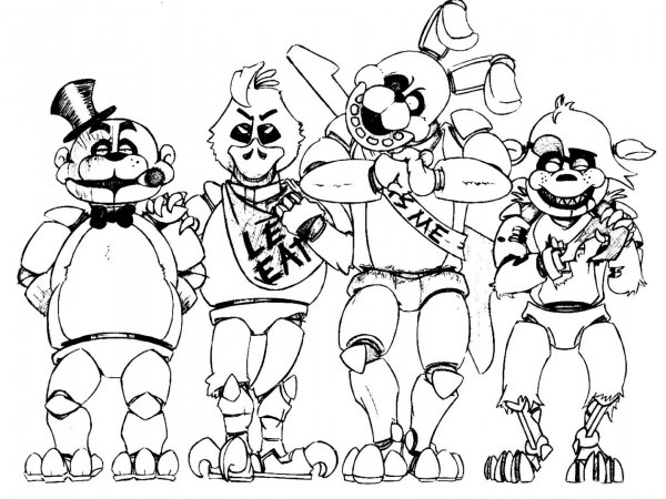 Раскраски АНИМАТРОНИКОВ ФНАФ 2