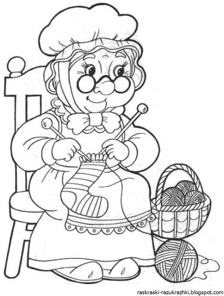 Раскраска бабушка