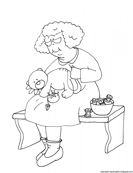 Раскраска бабушка