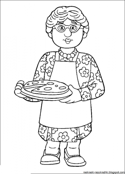 Бабушка раскраска для детей