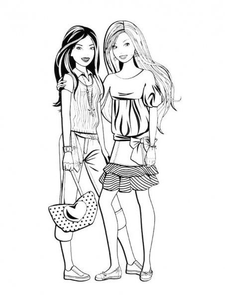 Раскраски Барби с подружками