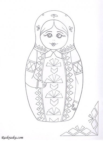 Матрешка раскраска для детей