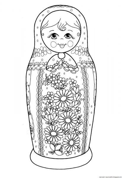 Матрешка раскраска для детей