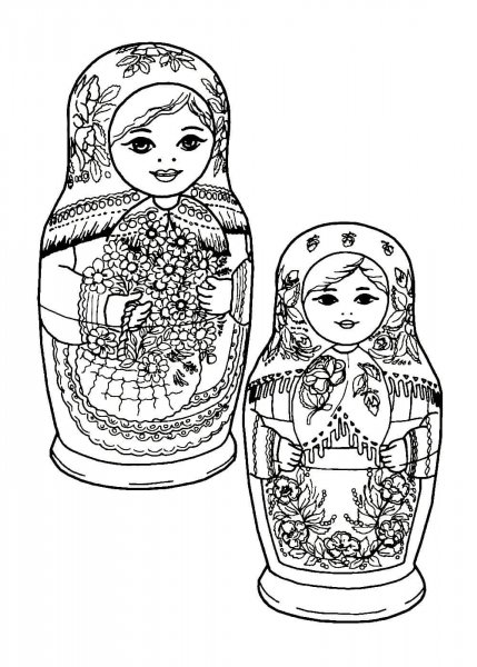 Семёновская матрёшка раскраска