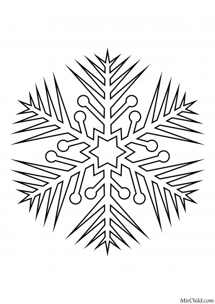 Снежинка раскраска для детей