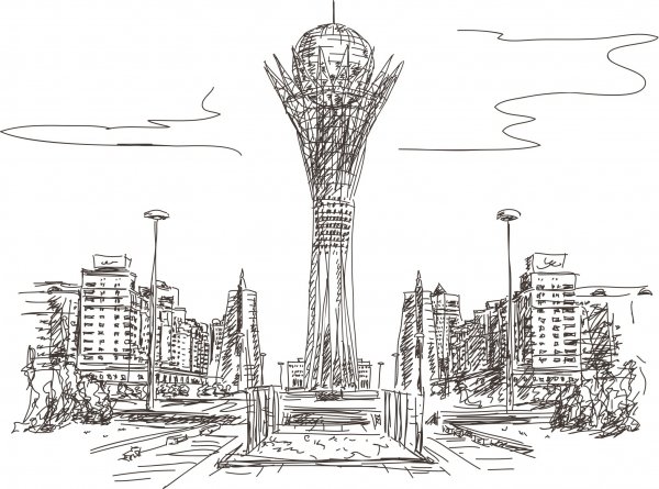 Астана Байтерек рисунок