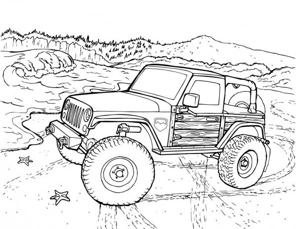 Гоночный джип раскраска