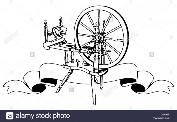 Прялка черно белая