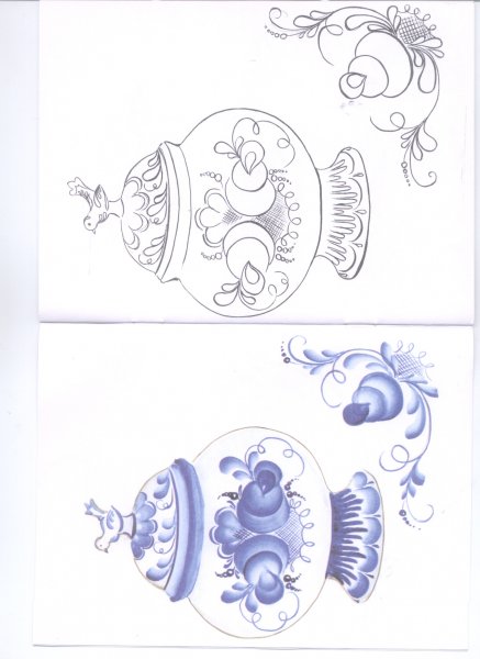 Гжель посуда раскраска