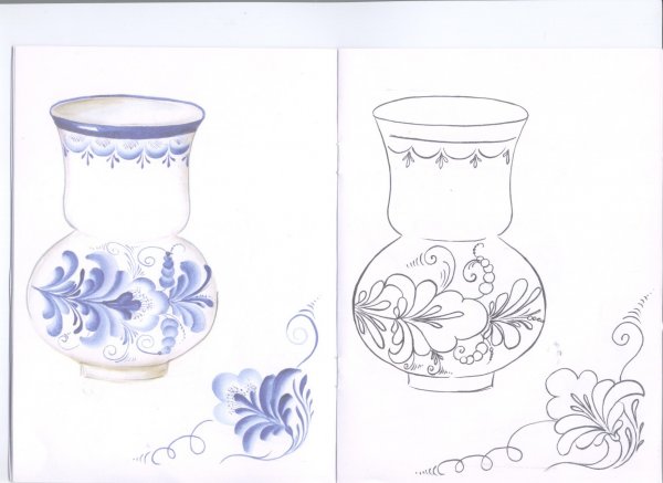 Гжель посуда раскраска для детей