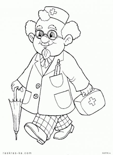 Доктор раскраска для детей
