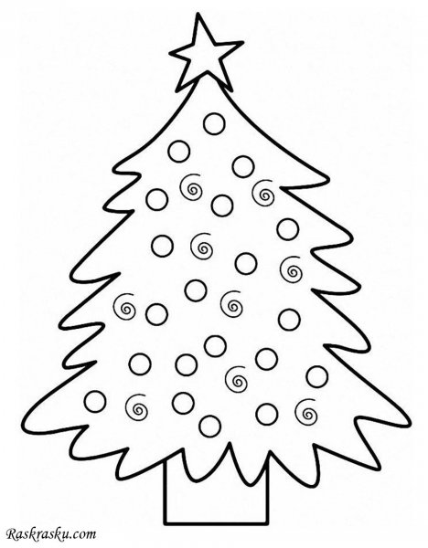 Раскраска елка Новогодняя