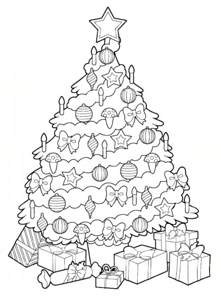 Елка раскраска