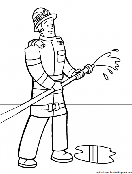 Пожарник раскраска для детей