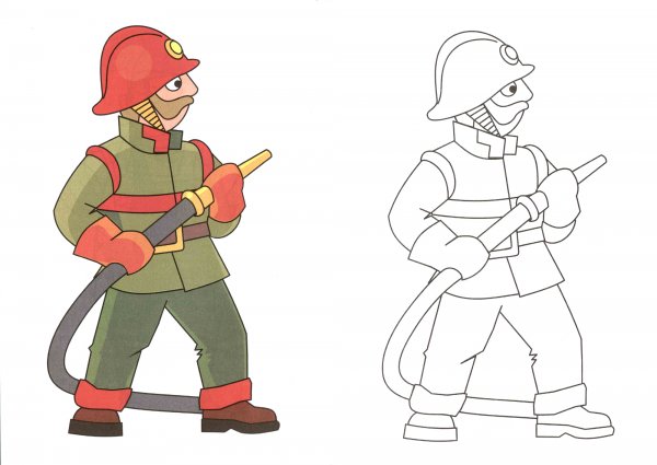 Раскраска пожарный для детей