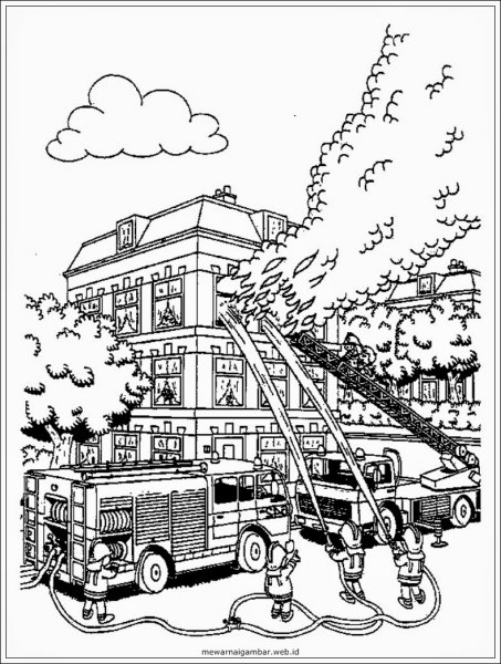 Пожарник раскраска