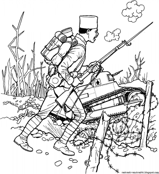 Солдат раскраска
