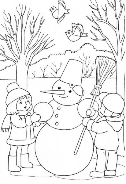 Раскраска зима