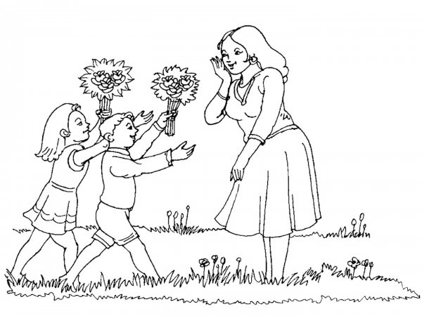 День матери раскраска для детей