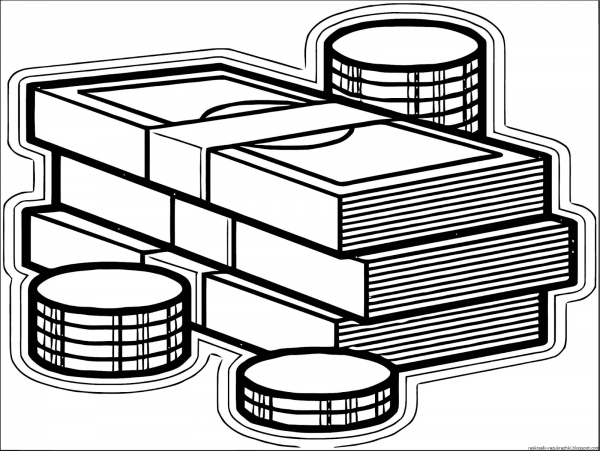 Стопка денег раскраска
