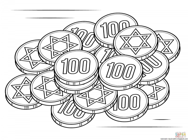 Монеты раскраска