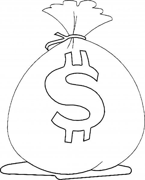 Мешок с деньгами раскраска для детей