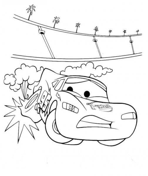 Раскраска Тачки 2 молния Маквин