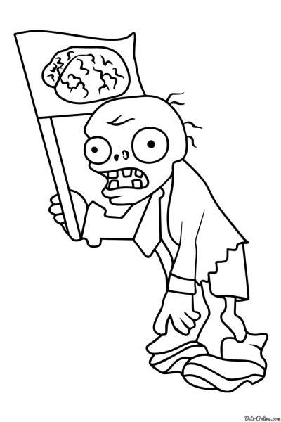 Раскраска зомби против растений босс