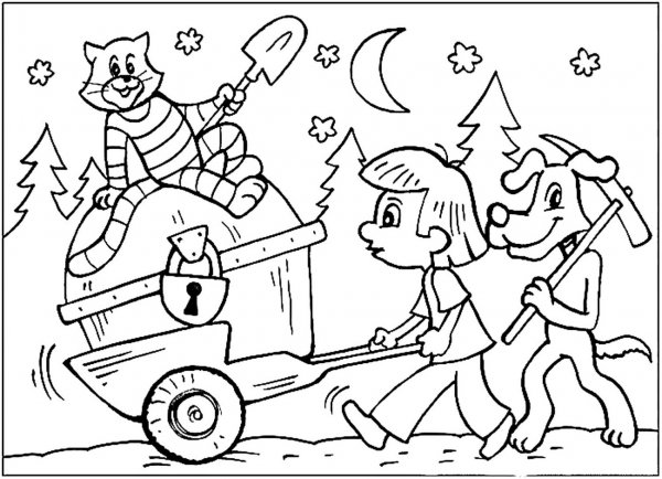 Дядя Федор и Вера Павловна раскраска