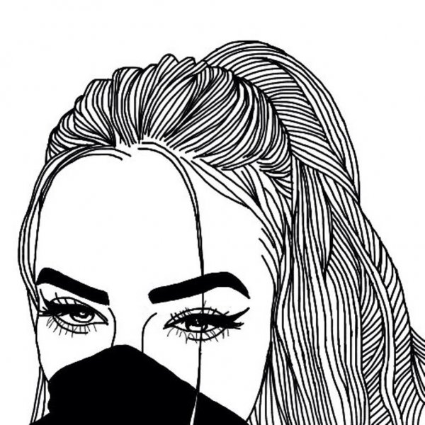Девушка чб рисунок