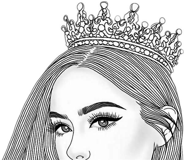 Девушка с короной карандашом