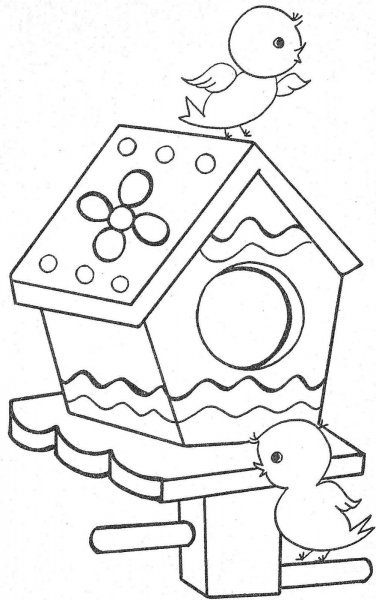 Скворечник раскраска для малышей