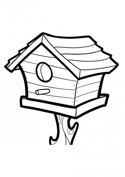 Скворечник с птицами раскраска