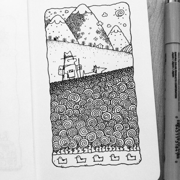 Раскраски в скетчбук легкие