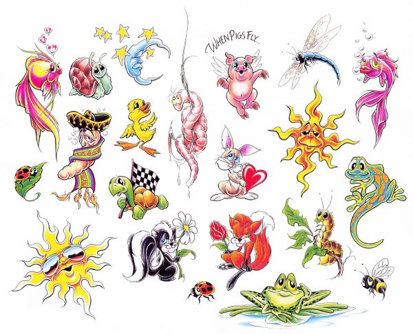 Цветные детские тату