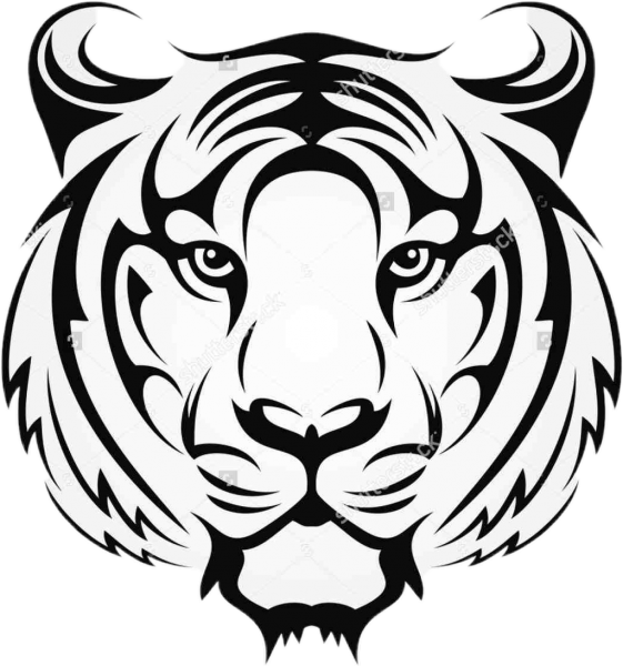 Монохромная вышивка тигр