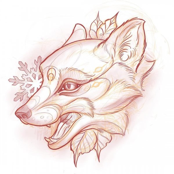 Кицунэ лисица тату