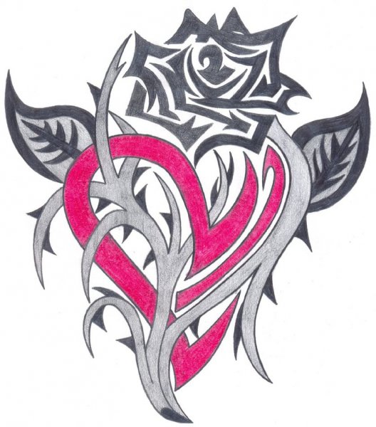 Тату в стиле трайбл роза