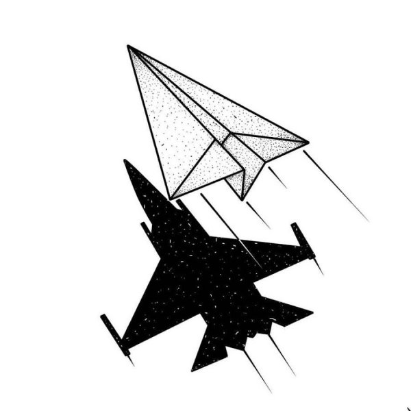 Тату самолетик эскиз