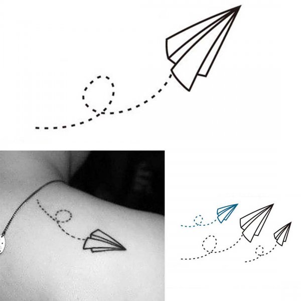 Тату бумажный самолетик эскиз