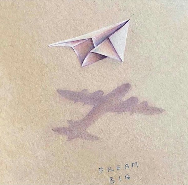 Тату самолет на бумаге