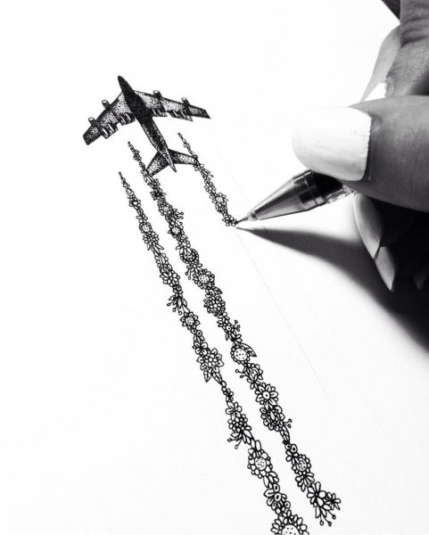 Тату самолетик эскиз