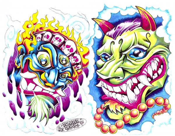 Эскизы цветных татуировок для мужчин