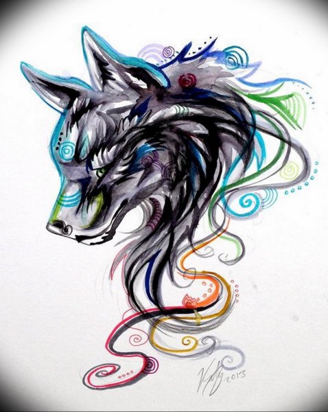 Волк тату эскиз
