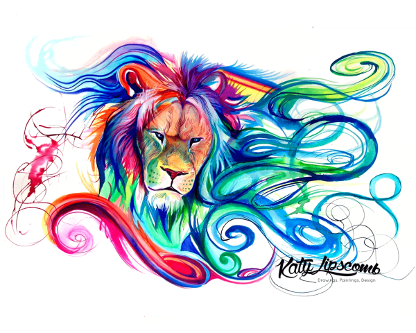 Лев эскиз цветной