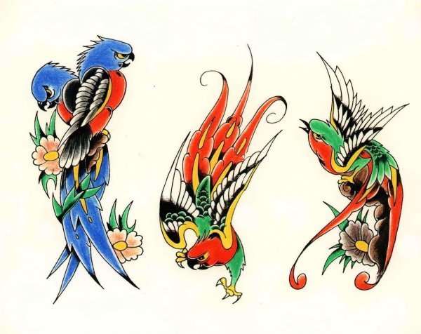 Простые цветные тату