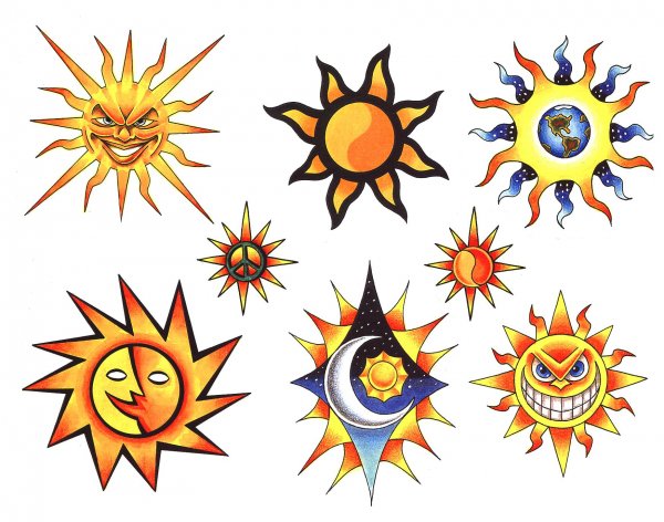 Изображение солнца тату