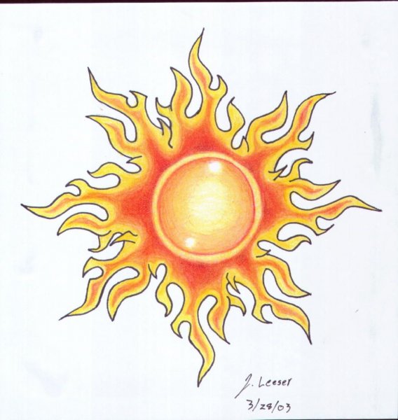 Тату солнце цветное